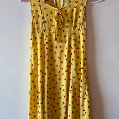 Cherry dress like new, yellow with cherry pattern