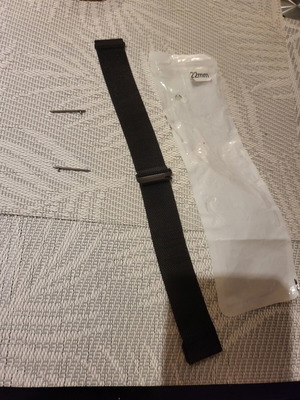 Μεταλλικό λουράκι Milanese 22mm μαύρο καινούργιο, 24cm