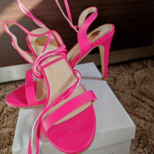 Luigi Pink High-Heeled Sandals New Size 40 with Laces
