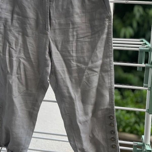 Claudia Sträter linen vintage capri pants, gray, size L
