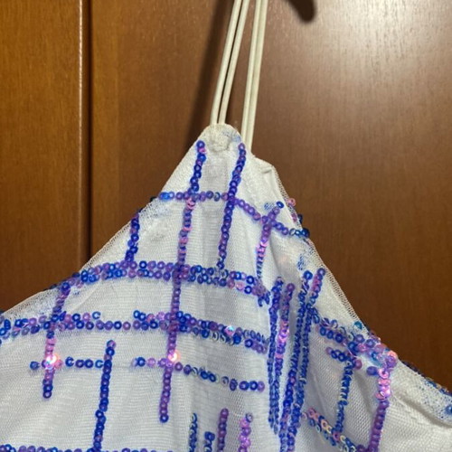 Women's dress with straps like new with blue-purple sequins