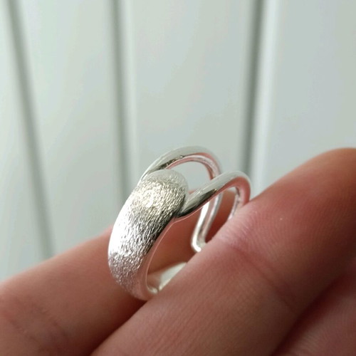 Adjustable women's ring with matte satin finish 925 silver new