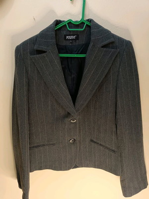 Positive Grey Pantsuit Set with Thin Stripe Like New