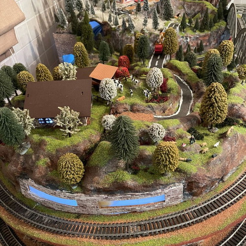 Two-Story Handcrafted Train Model with Lighting and Controls