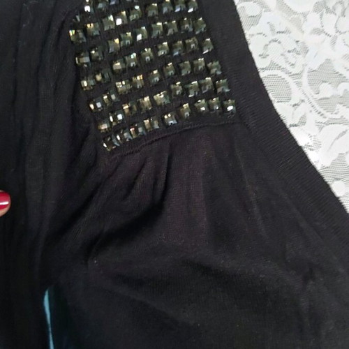 Black Cardigan with Stones and Transparent Back like new