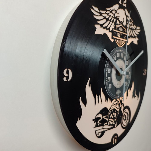 Harley Davidson wall clock made from vinyl record with LED light