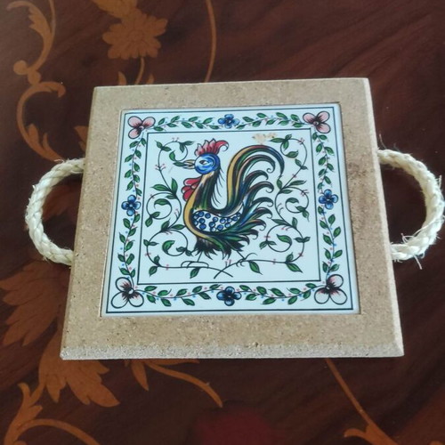 Painted tile used on cork 14x14 cm