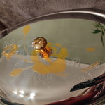 Stainless Steel Serving Platter with Lid used, vintage 90s gold details