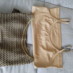 Women's mesh blouse like new, size Large, khaki