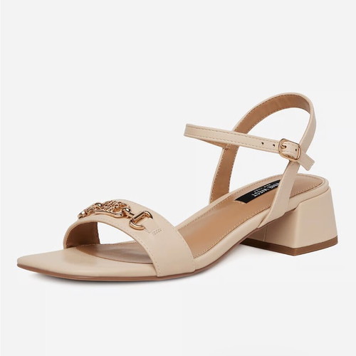 Nine West women's ivory sandals, block heel