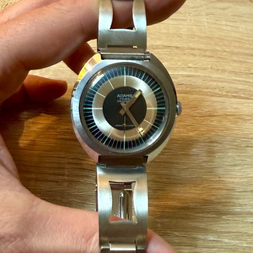 Adams Vintage wristwatch new, 1970s wind-up with original bracelet