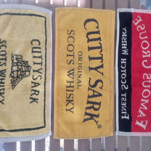 Cutty Sark towels used, pack of 3 retro cotton promotional