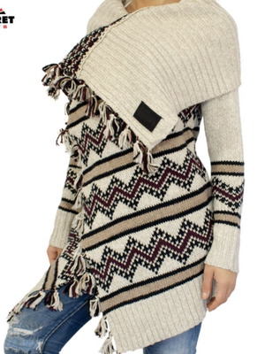 Superdry wool cardigan like new, beige and purple