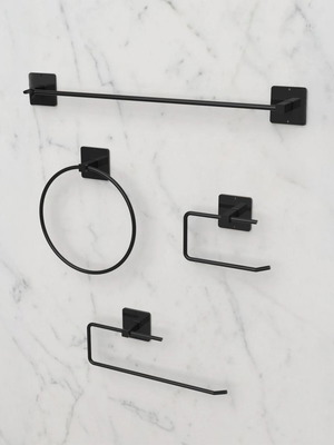 Blackline bathroom set new, 4 pieces, black