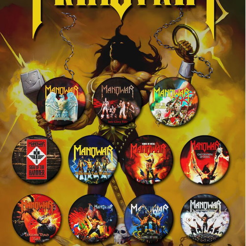 Manowar set of 11 pins 3cm new, album artwork