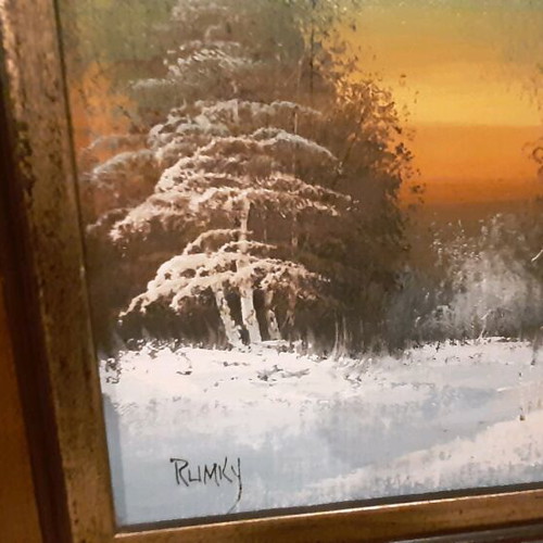 Painting Snowy Landscape Rumky new on canvas 37x32 cm
