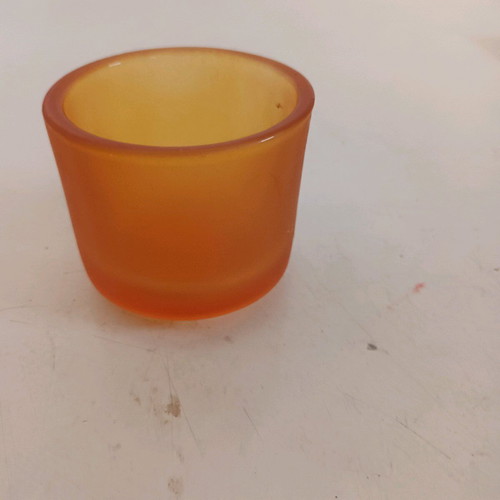 Glass orange tealight holder like new