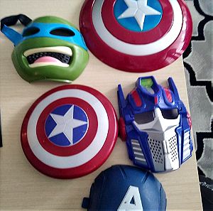 Μάσκες-Ασπίδες super heroes-Captain America-Χελωνονιντζάκια-Transformers