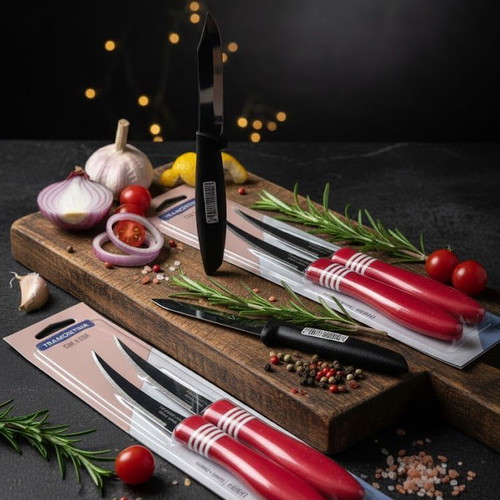 Tramontina knives set of 10 sealed, red handles, 10 cm blade