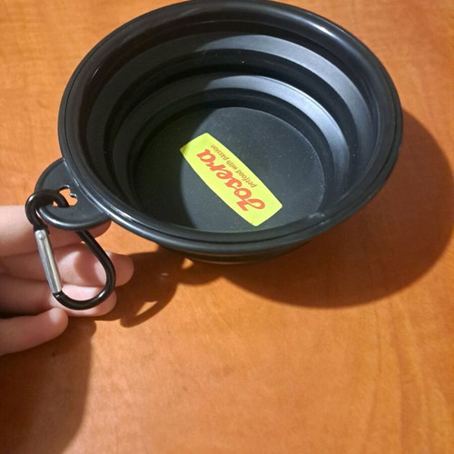 Foldable pet bowl new, black with print