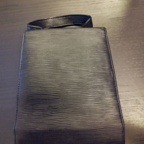 Handbag used, black faux leather, with replacement sling