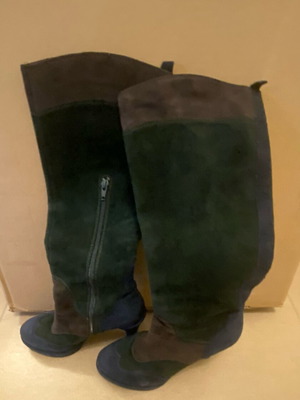 Women's knee-high boots used suede tricolor size 37