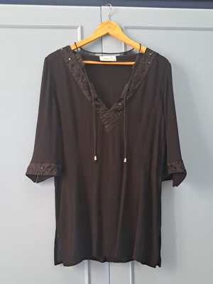 Zanella black tunic blouse with decorative details