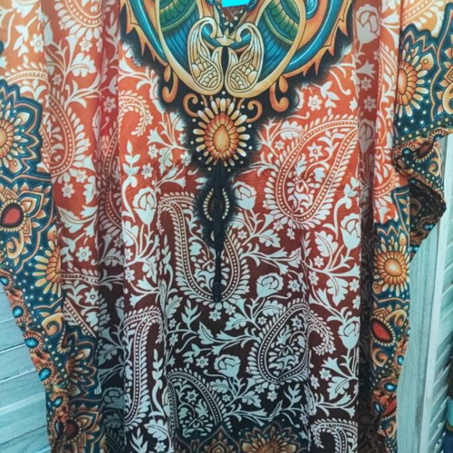 Rima Beachwear kaftan short 150cm orange paisley