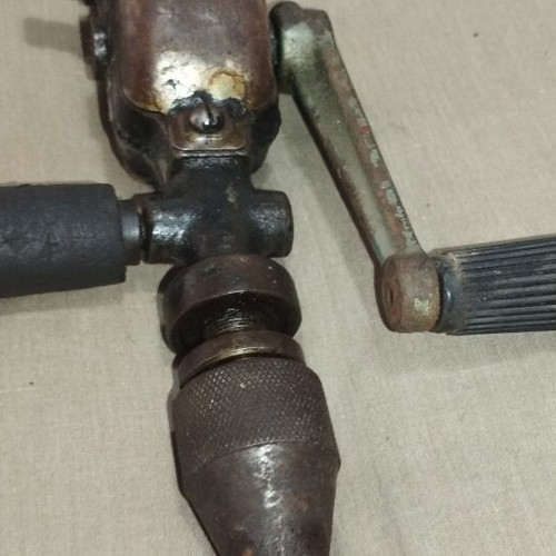 Hand drill used, manual crank