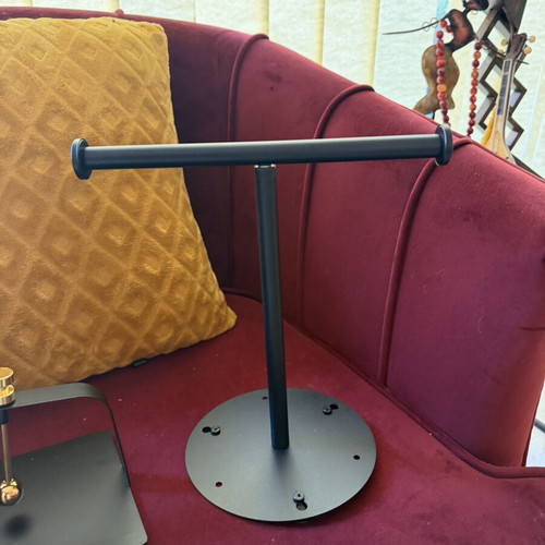 Metal kitchen napkin holder and towel stand set like new, black matte with gold details