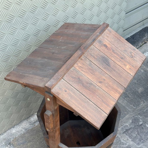 Decorative wooden wishing well for planter used