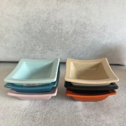 Set of 6 small square bowls used, colorful