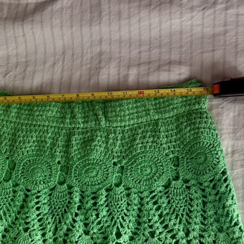 Crochet skirt Nasty Gal new, green with floral details, size L
