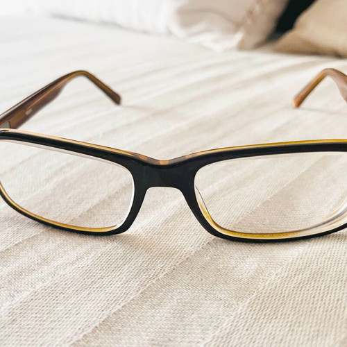 Touch eyeglasses like new, brown frame with gold interior