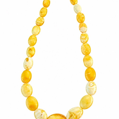 Natural Baltic Amber Necklace, Handmade Unique White Amber, 47 cm