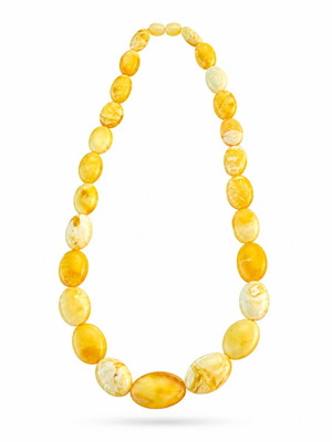 Natural Baltic Amber Necklace, Handmade Unique White Amber, 47 cm