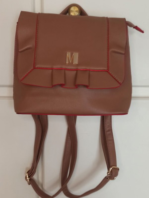 Modissimo τσάντα πλάτης μικρή, σαν καινούργιο, δερματίνη μπεζ-καφέ