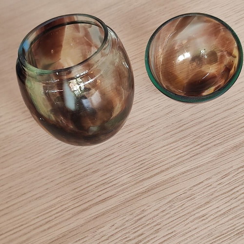 Αντίκα χειροποίητο διακοσμητικό βάζο jar από φυσητό γυαλί σαν καινούργιο