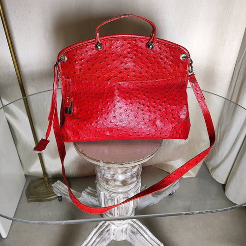 Leather vintage shoulder and handbag red like new Italy