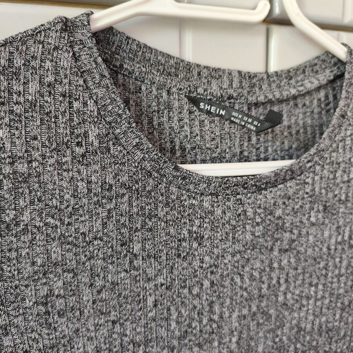Shein mini dress ribbed gray with small slit, like new