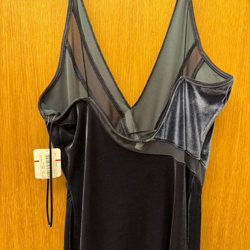 Free People velvet maxi dress new, grey with front slit size XS
