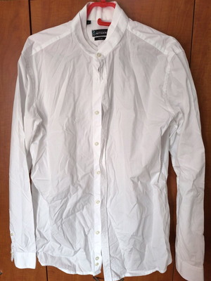Bitsiani men's shirt with Mao collar, size L, like new, white