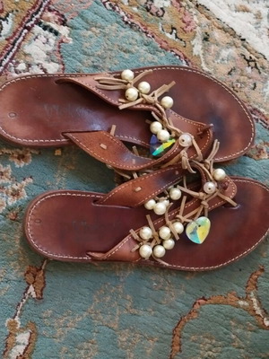 Leather sandals used, brown, size 40
