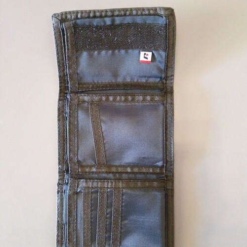 Russell Athletic wallet used, dark blue tri-fold with Velcro