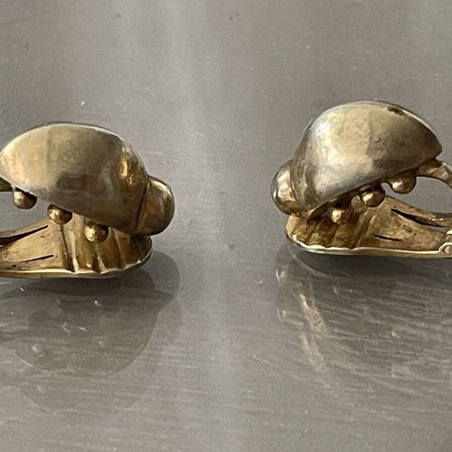 Vintage Zolotas ladybug clip-on earrings used, gold-plated silver 950