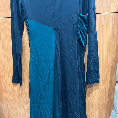 Boss dress new xsmall black elastic jersey with green drape