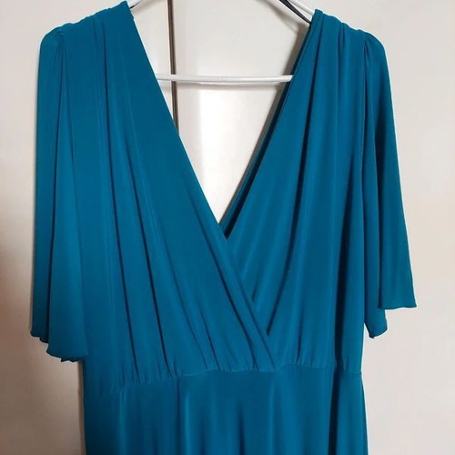 Maxi dress Parabita turquoise with crossover neckline like new