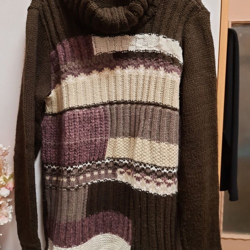 Woolnet women's sweater with collar like new, beige and brown
