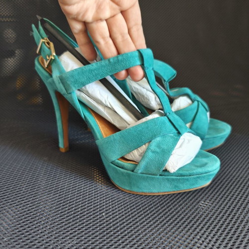 Schutz turquoise suede high-heeled sandals like new, size 38
