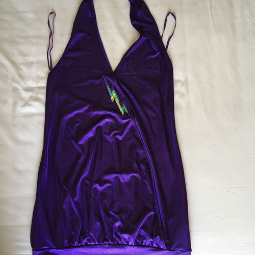 Miss Sixty purple elastic dress like new with yellow green lightning